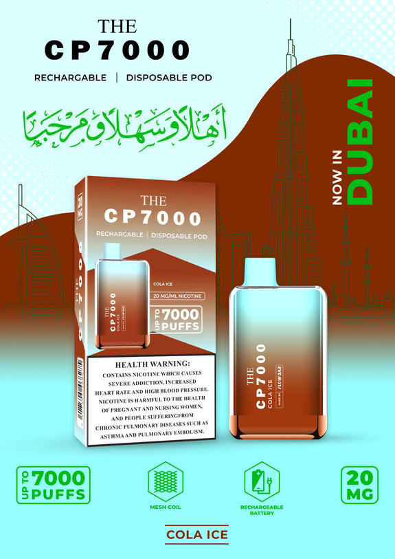 Pack of 10 CP7000 Disposable Vape 20MG - COLA ICE