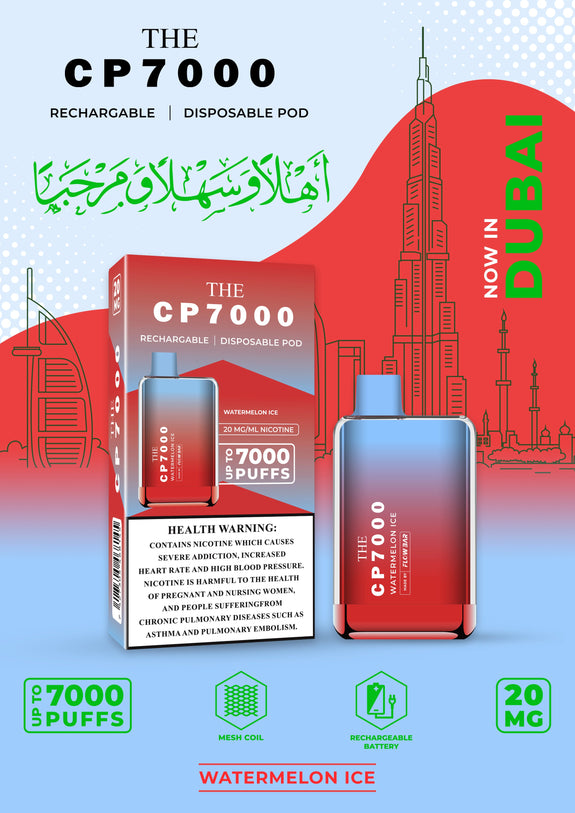 Pack of 2 CP7000 Disposable Vape 20MG - WATERMELON ICE